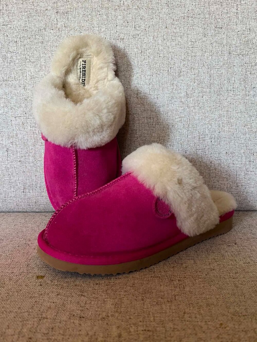 Dearfoams Fireside Sydney Shearling Scuff Slippers Paradise Pink Size 8